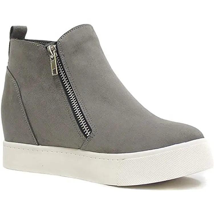 Jian Er Factory Custom Logo New Fashion Mid Top Boots Zapatos Women Men Casual Shoes With Zip